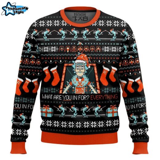 What Are You In For? Everything Rick And Morty Ugly Sweater