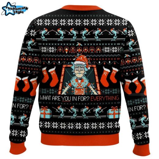 What Are You In For? Everything Rick And Morty Ugly Sweater