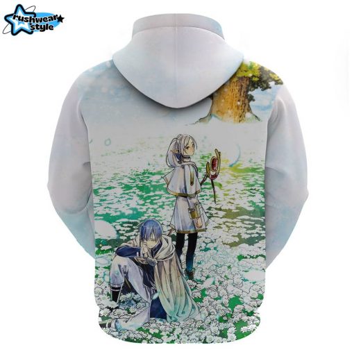 Frieren Anime Hoodie Flowers Field