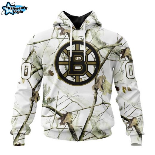 NHL Boston Bruins White Winter Hunting Camo Design Hoodie ST2303 – Special Edition