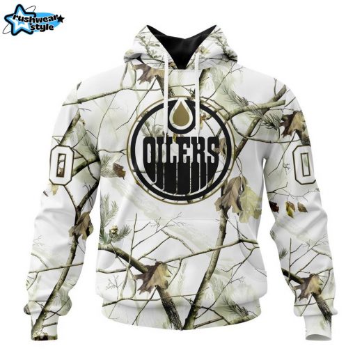 NHL Edmonton Oilers White Winter Hunting Camo Design Hoodie ST2303 – Limited Edition