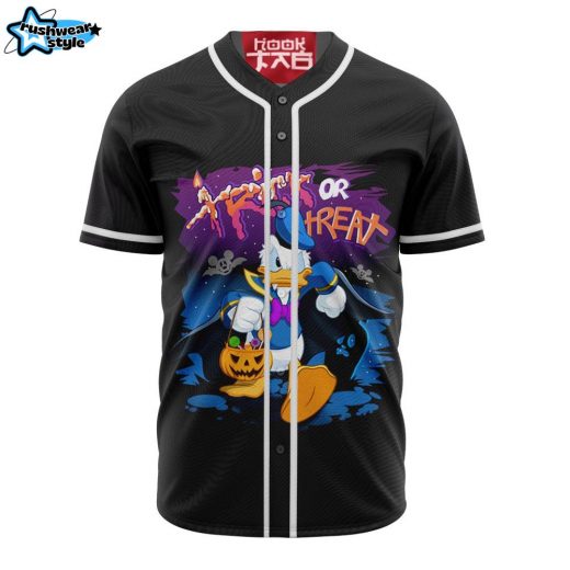 Donald Duck Trick or Treat Halloween Baseball Jersey, Disney Halloween Baseball Jersey, Halloween Baseball Jersey