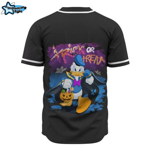 Donald Duck Trick or Treat Halloween Baseball Jersey, Disney Halloween Baseball Jersey, Halloween Baseball Jersey