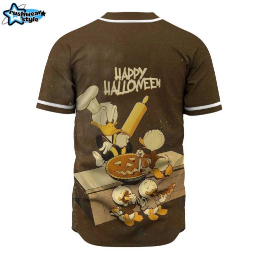 Donald Duck with Huey, Dewey, and Louie Happy Halloween Baseball Jersey, Disney Halloween Baseball Jersey, Halloween Baseball Jersey