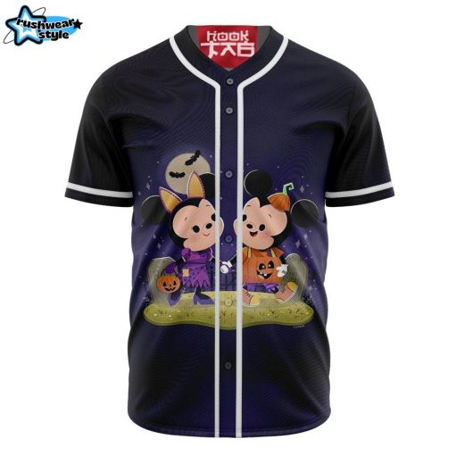 Mickey and Minnie Chibi Halloween Baseball Jersey, Disney Halloween Baseball Jersey, Halloween Baseball Jersey