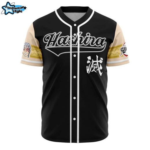 Hooktab 3D Printed Hashira Tengen Uzui Demon Slayer Men’s Short Sleeve Anime Baseball Jersey