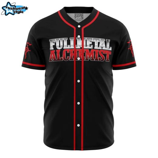 Hooktab 3D Printed Personalized Elric Fullmetal Alchemist Men’s Short Sleeve Anime Baseball Jersey