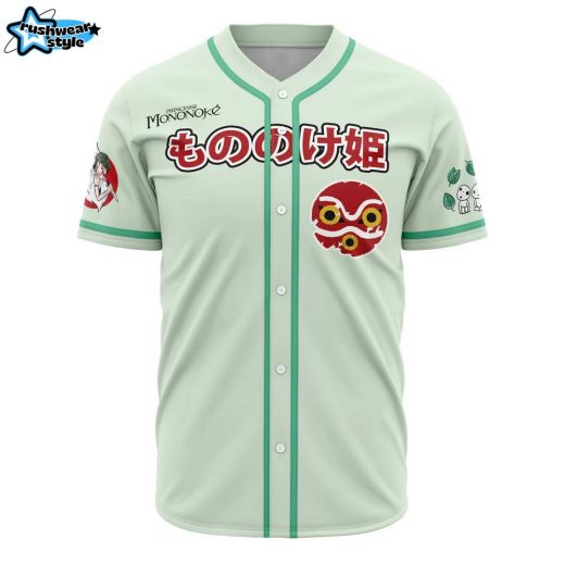 Hooktab 3D Printed Raging Princess Mononoke Studio Ghibli Men’s Short Sleeve Anime Baseball Jersey