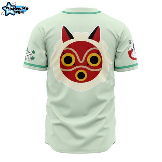 Hooktab 3D Printed Raging Princess Mononoke Studio Ghibli Men’s Short Sleeve Anime Baseball Jersey