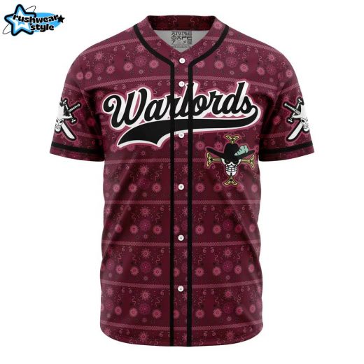 Hooktab 3D Printed Warlords Mihawk One Piece Men’s Short Sleeve Anime Baseball Jersey