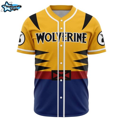 Hooktab 3D Printed Wolverine Marvel Men’s Short Sleeve Anime Baseball Jersey