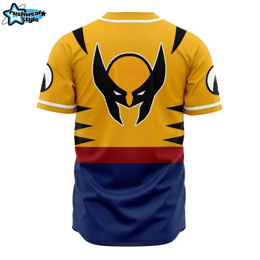 Hooktab 3D Printed Wolverine Marvel Men’s Short Sleeve Anime Baseball Jersey