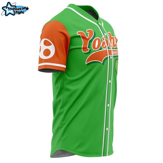 Hooktab 3D Printed Yoshi Squad Super Mario Bros Men’s Short Sleeve Anime Baseball Jersey