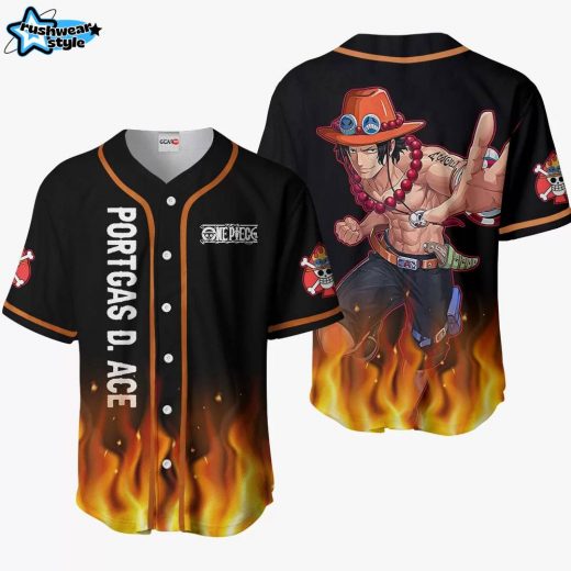 Portgas D Ace Anime One Piece Otaku Cosplay Shirt Anime Baseball Jersey