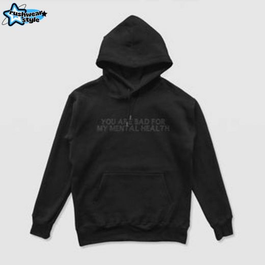 Bad For My Mental Health Blackout Hoodie – Dark Mental Wellness Hoodie