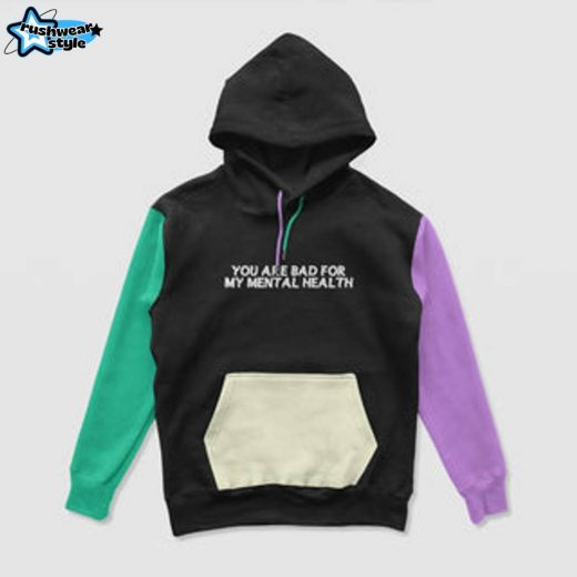 Bad For My Mental Health Color Block Hoodie – Mental Wellness Motivational Hoodie