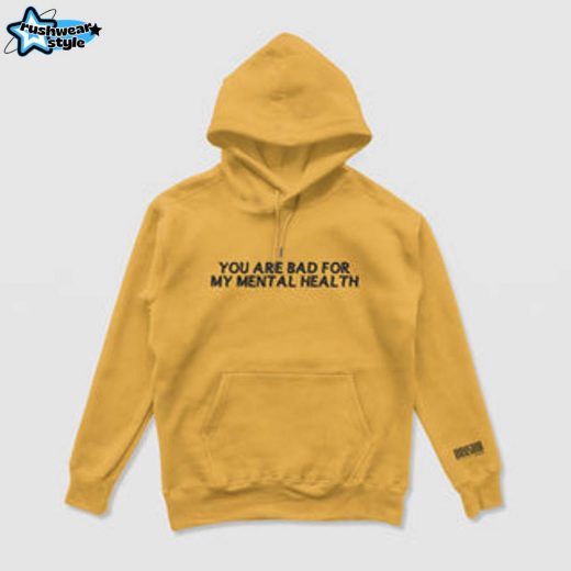 Bad For My Mental Health Hoodie (Mustard) – Mustard Mental Wellness Hoodie