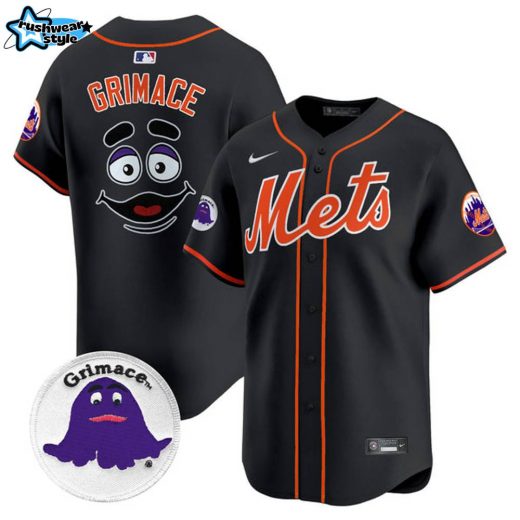 Mets Grimace Vapor Premier Limited Baseball Jersey – All Stitched – Black