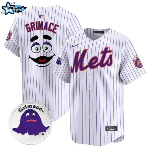 Mets Grimace Vapor Premier Limited Baseball Jersey – All Stitched – White