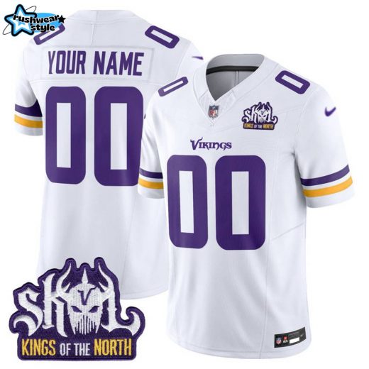 Minnesota Vikings King Of The North Patch Vapor Limited NFL Jersey – White – All Stitched