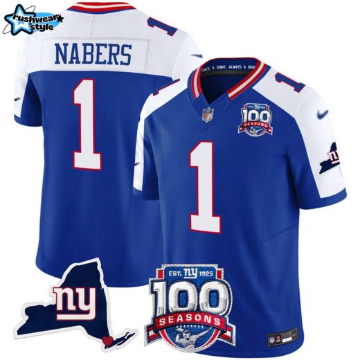 New York Giants 100th Season & State Patch Vapor Limited NFL Jersey – All Stitched