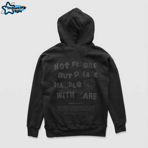 Not Fragile But Please Handle With Care Hoodie (Blackout) – Resilient and Caution Hoodie