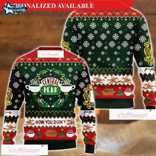 Christmas Friend TV Ugly Sweater – Central Perk Themed Xmas Jumper for Friends Fans