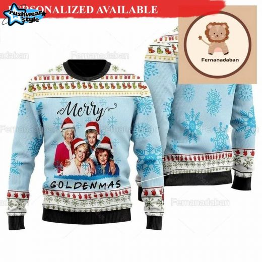 Christmas Merry Goldenmas Ugly Sweater – The Golden Girls Themed Holiday Jumper