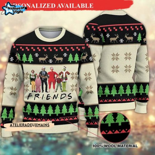 Funny Friends Christmas Movies Ugly Sweater – Hilarious Holiday Jumper for TV Show Fans