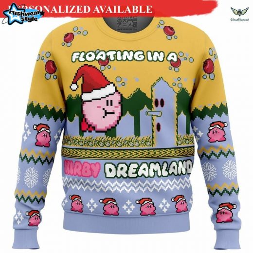 Kirby Video Game Ugly Christmas Sweatshirt | Pink Kirby Holiday Jumper – Perfect Gamer Gift