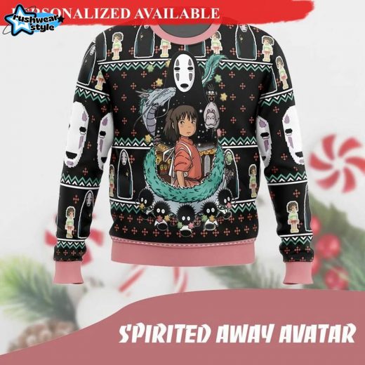 Spirited Away Movie Ugly Christmas Sweater – Adorable Anime Holiday Jumper Gift