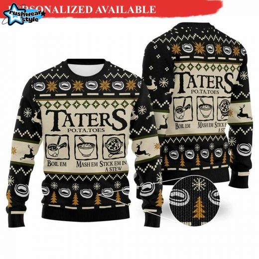 Taters Potatoes Ugly Christmas Sweater – Fun Lord of the Rings Inspired Holiday Jumper