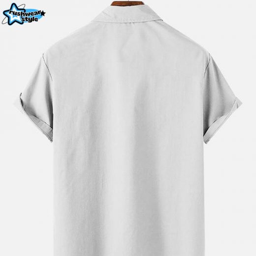 70’s-80s Retro Men’s Nostalgia Shirt with Chest Pocket – White Color Vintage Style