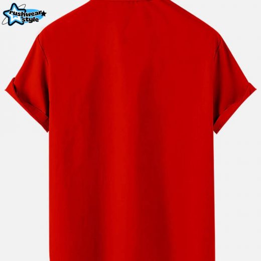 Automotive Stripe Men’s Short Sleeve Shirt – Red Racing Inspired Casual Wear