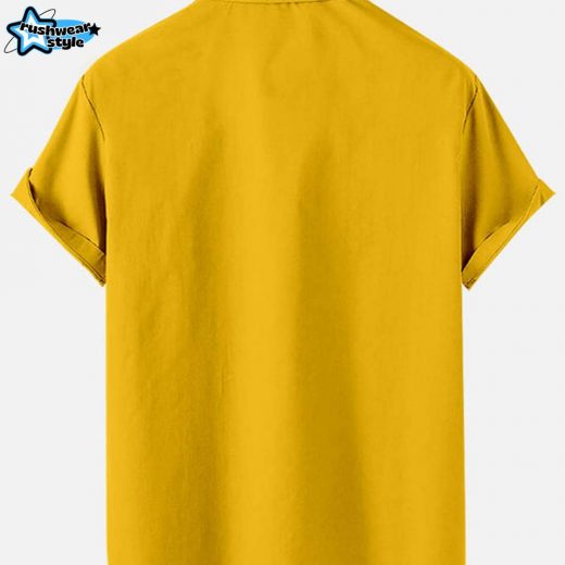 Automotive Stripe Men’s Short Sleeve Shirt – Yellow Racing Inspired Casual Wear