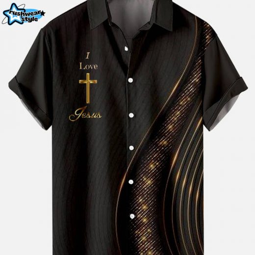 Gorgeous Striped Cross Pattern Men’s Short Sleeve Casual Shirt – Stylish Design