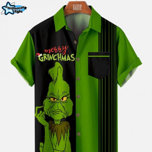 Merry Grinches Christmas Men’s Short Sleeve Casual Shirt – Holiday Edition