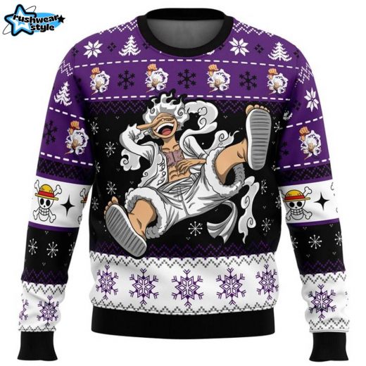 One Piece Luffy Gear 5 Ugly Christmas Sweater – Anime Clothing Holiday Gift