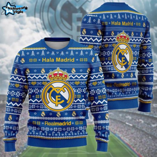 Real Madrid S5 Ugly Christmas Sweater S161004 – Unisex Wool Football Sweater 2024