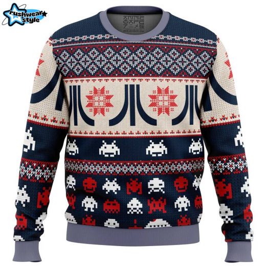 Atari Classic Ugly Christmas Sweater – Retro Video Game Holiday Sweater