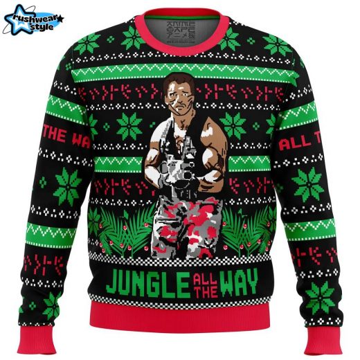 Commando Arnold Schwarzenegger Ugly Christmas Sweater – 80s Action Movie Holiday Sweater