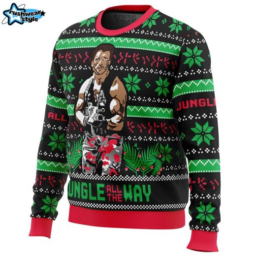 Commando Arnold Schwarzenegger Ugly Christmas Sweater – 80s Action Movie Holiday Sweater