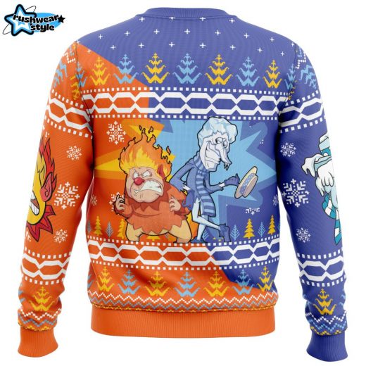 Heat and Snow Miser The Year Without a Santa Claus Ugly Christmas Sweater – Classic Holiday TV Special Sweater