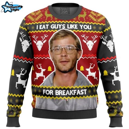 Jeffrey Dahmer Ugly Christmas Sweater – True Crime Dark Humor Holiday Sweater