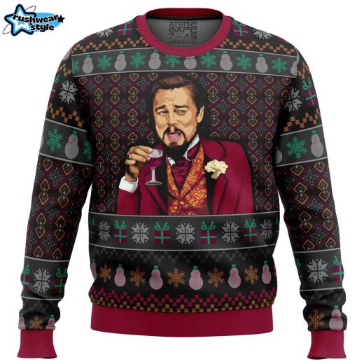 Laughing Leo DiCaprio Meme Ugly Christmas Sweater – Viral Meme Holiday Sweater