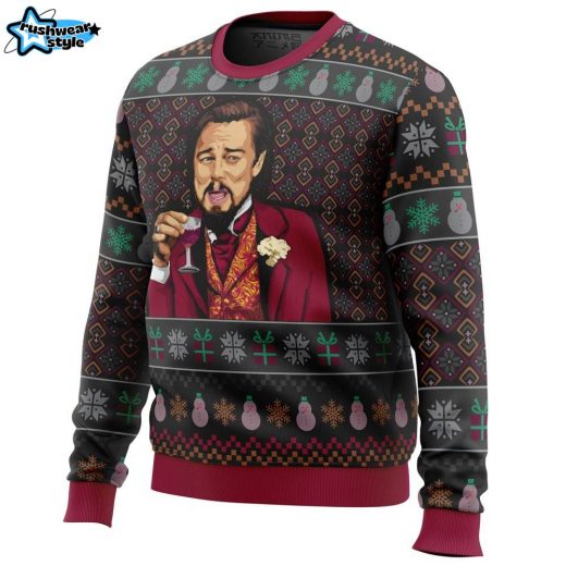 Laughing Leo DiCaprio Meme Ugly Christmas Sweater – Viral Meme Holiday Sweater