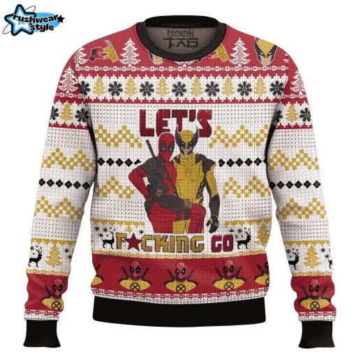 Let’s Go Deadpool Wolverine Ugly Sweater – Marvel Comics Superheroes Christmas Sweater