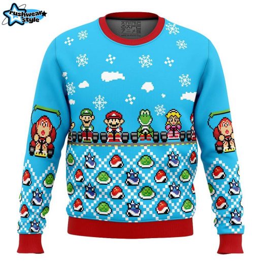 Mario Kart Ugly Christmas Sweater – Retro Video Game Holiday Sweater