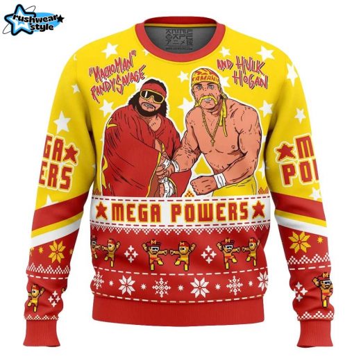 Mega Powers Macho Man and Hulk Hogan Ugly Christmas Sweater – WWE Wrestling Legends Holiday Sweater