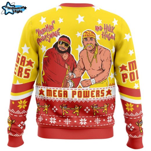 Mega Powers Macho Man and Hulk Hogan Ugly Christmas Sweater – WWE Wrestling Legends Holiday Sweater